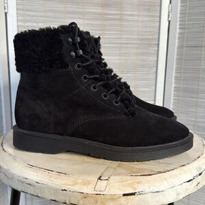 Vince Hayes Black Shearling Hiker Boots
